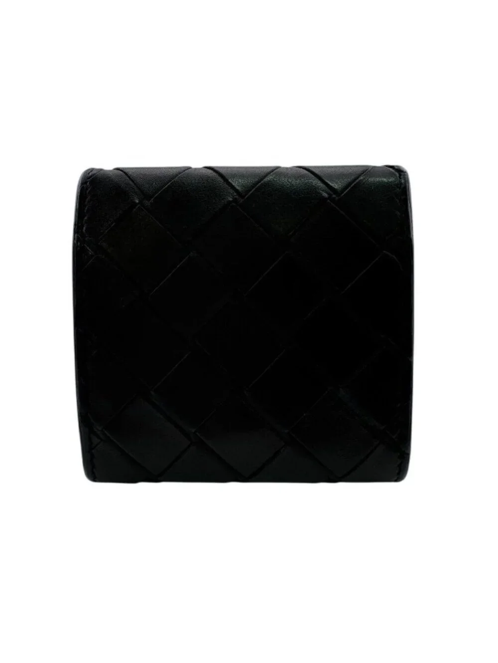 Bottega Veneta Maxi Intrecciato Leather Coin Purse Black Compact Wallet Reactive